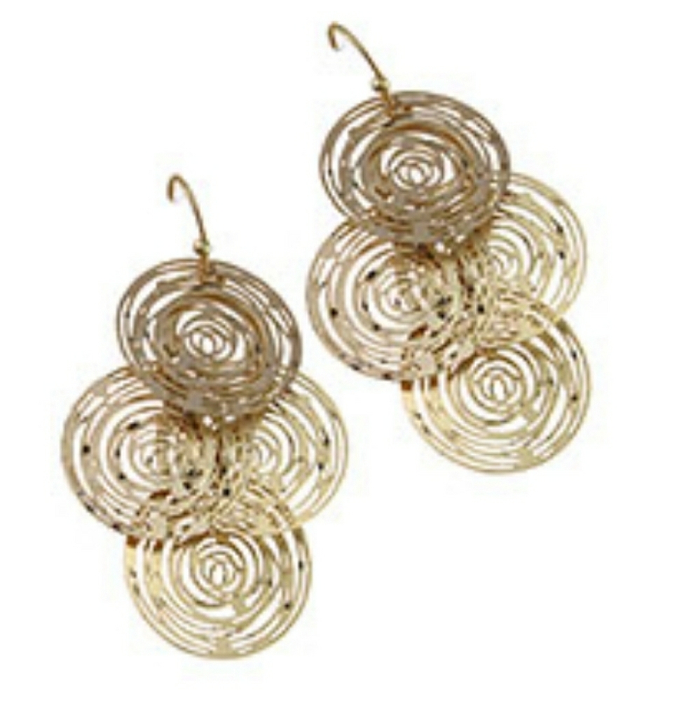 NEW Goldtone Filigree Circle Dangle Earrings